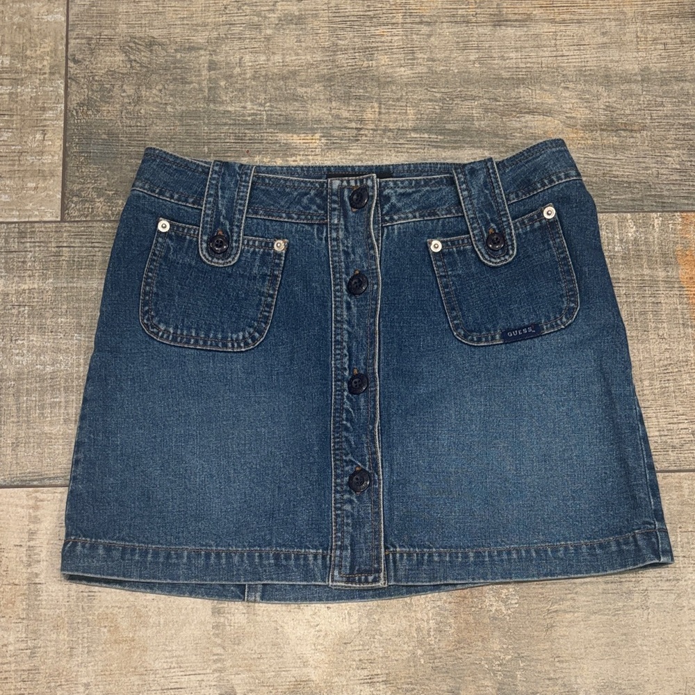 Guess Dark Blue Button-Up Mini Skirt